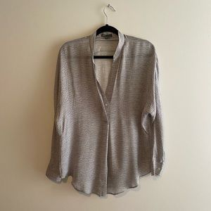 Vince fitted silk band collar blouse - size M
